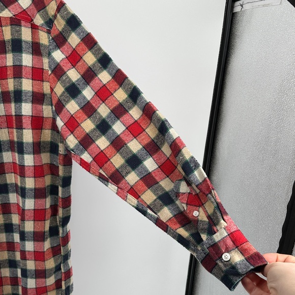 Bogari Grunge Gorpcore Outdoor Multicolor Plaid Casual Flannel Shirt SzL - Picture 9 of 13